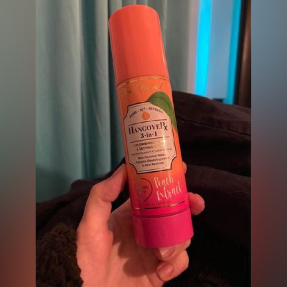 Too Faced limited edition peach hangover rx primer setting spray